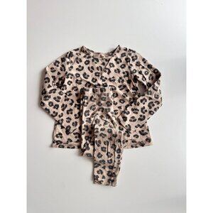 Kids' 2pc H&M Leopard Print Cotton Jersey T-Shirt Pant Set, Size 9-10